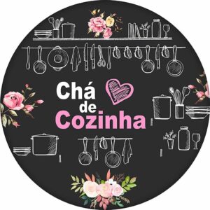 Painel Cha de Panela Decoração Festa Chá de Cozinha Redondo Tecido