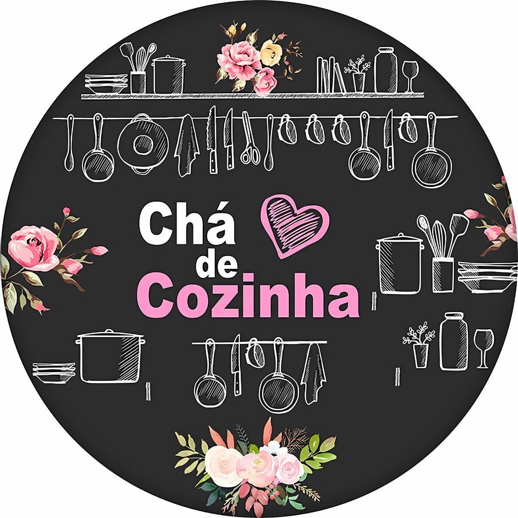 Painel Cha de Panela Decoração Festa Chá de Cozinha Redondo Tecido