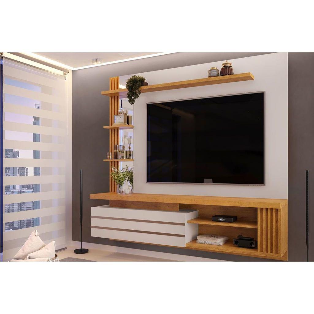 Painel Home p TV até 55 Polegadas Marin c Prateleiras e Bancada
