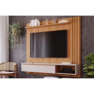 Painel Home p TV até 60 Polegadas Panama Plus Ripado c Prateleira
