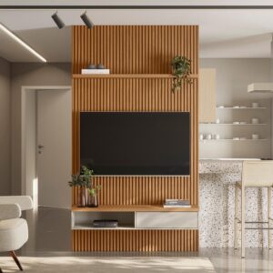 Painel Modular Ripado 1,40m com Nicho e Prateleira Linea Brasil