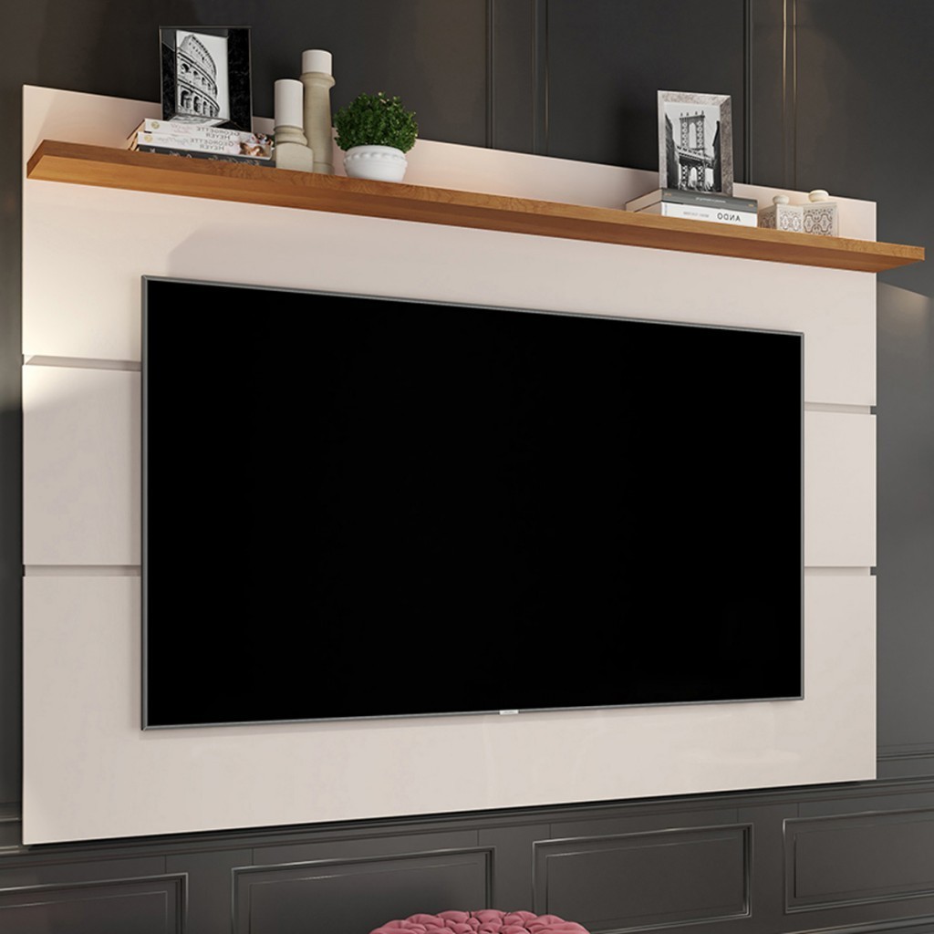 Painel para TV Até 50 Polegadas Vivare New 1 Prateleira Off White