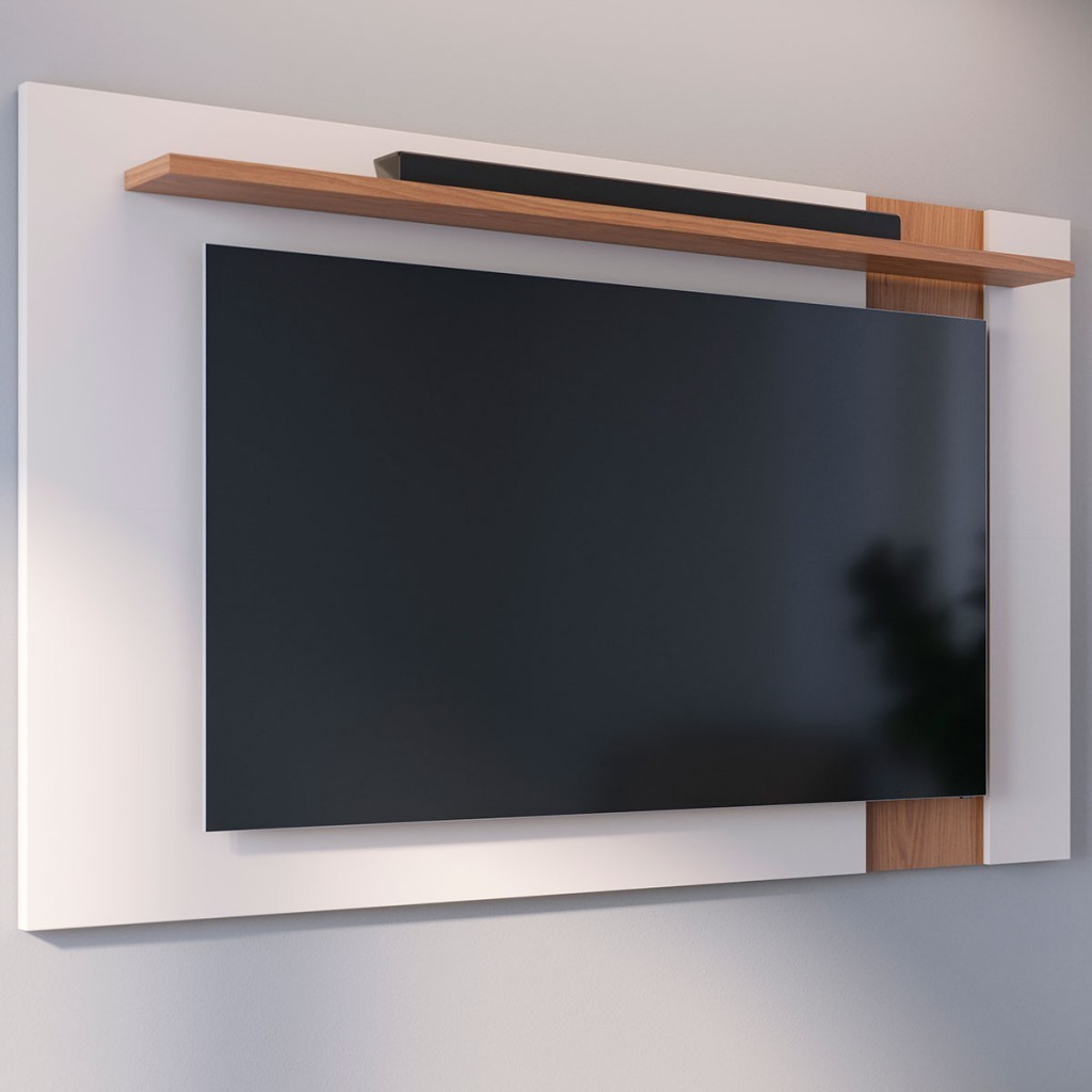 Painel para TV Até 70 Polegadas Leme 1 Prateleira Off White Matte