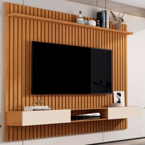 Painel para TV Até 70 Polegadas Morfeu Ripado 2 Portas 1 Prateleira