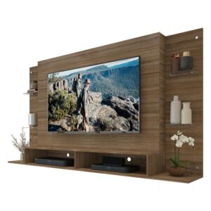 Painel TV 60" c Suporte e Prateleiras de Vidro Nairóbi Multimóveis
