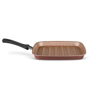 Panela Bistequeira Grill Antiaderente, Grelha Carnes Alumínio Flora