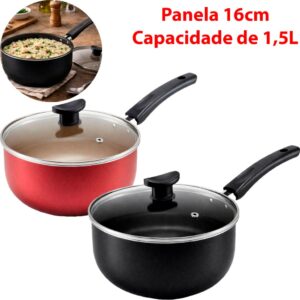 Panela Caçarola 16cm de 1,5 Litros Para Cozinha Antiaderente