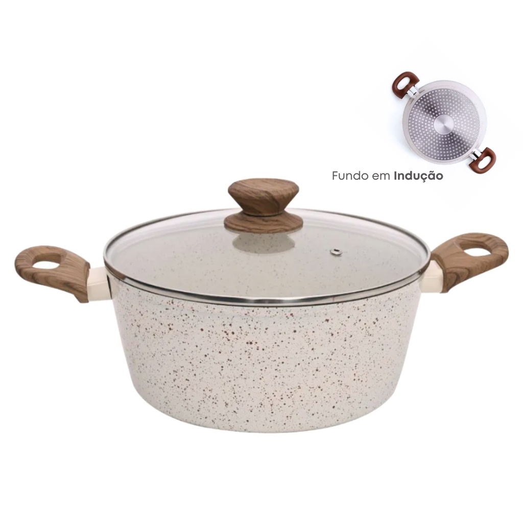 Panela Caçarola Antiaderente Cerâmica 20cm Cooktop Fogão Indução