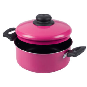 Panela Caçarola Antiaderente Com Tampa 18Cm 1,9L Rosa Nacional
