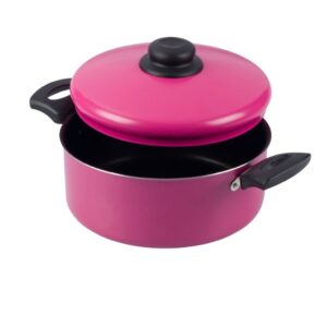 Panela Caçarola Antiaderente Com Tampa 22Cm 3L Rosa Nacional