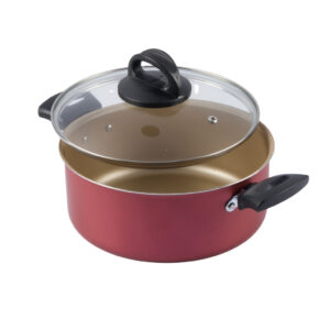 Panela Caçarola Antiaderente Tampa Vidro 20Cm 2,5L Cereja Nacional