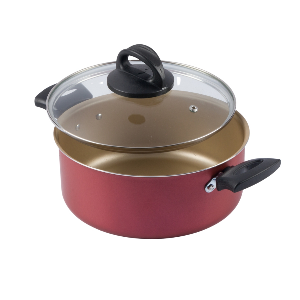 Panela Caçarola Antiaderente Tampa Vidro 20Cm 2,5L Cereja Nacional — Cozinha e Utensílios