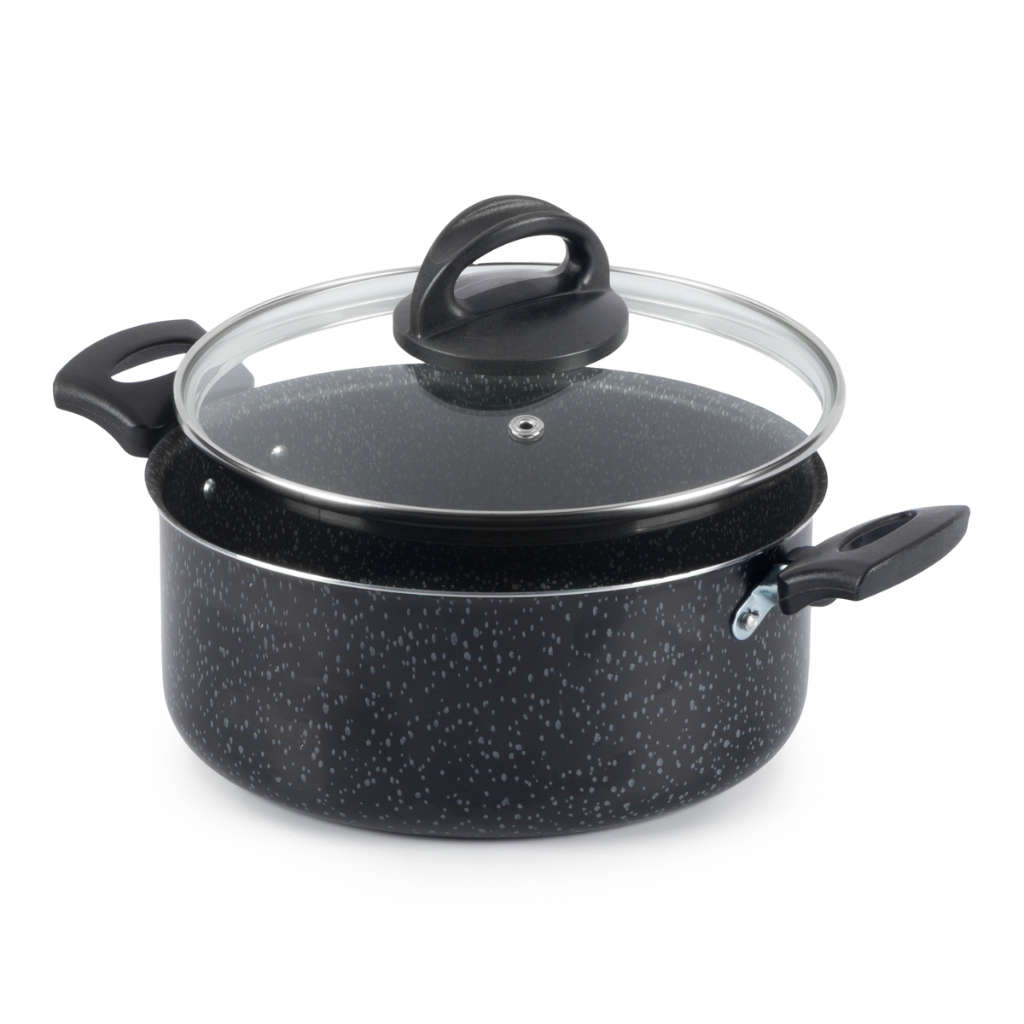 Panela Caçarola Antiaderente Tampa Vidro 22Cm 3L Preto Nacional