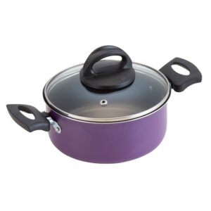 Panela Caçarola Antiaderente Tampa Vidro 24Cm 4L Lilás Nacional