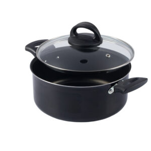 Panela Caçarola Antiaderente Tampa Vidro 24Cm 4L Preto Nacional