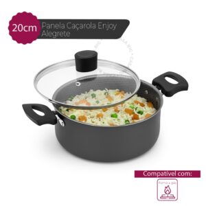 Panela Caçarola Enjoy 20 C Tampa Vidro Cinza Alegrete