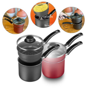 Panela Cozimento a vapor Cuscuzeira 2 em 1 Cristal Com Tampa Alumínio — Cozinha e Utensílios