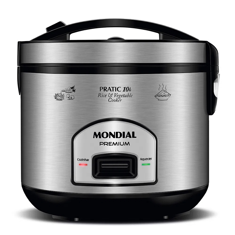 Panela de Arroz Elétrica Antiaderente Pratic Premium 700W Preto Inox