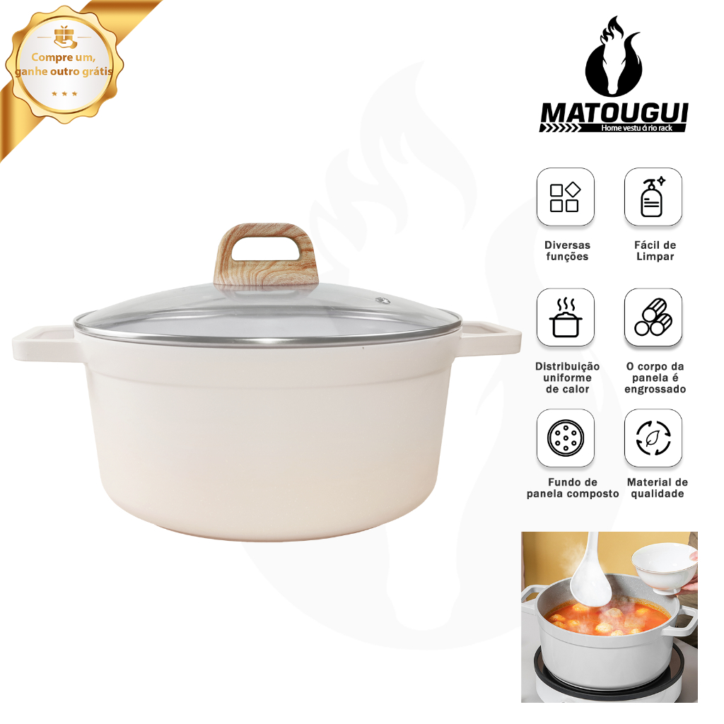 Panela de guisado multifuncional com Revestimento Cerâmico Premium