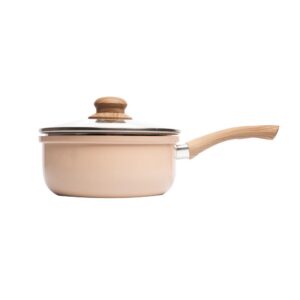 Panela de Indução com Tampa de Vidro Lyor 16cm Bege Alumínio