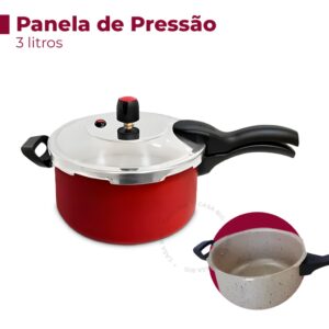 Panela De Pressão 3 Litros Antiaderente c Fechamento Externo
