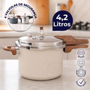 Panela de Pressão 4,2L Fogão a Gás Indução Antiaderente Cerâmico
