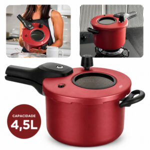 Panela de Pressão 4,5L com Visor de Vidro Antiaderente Fechamento