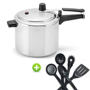 Panela de Pressão 4,5l Polida Panelux e Conjunto de Utensílios Preto