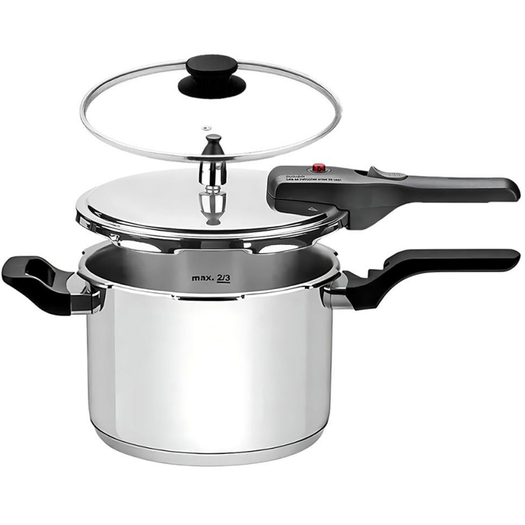 Panela de Pressão 6 Litros 2 em 1 Tramontina Brava Em Aço Inox — Cozinha e Utensílios