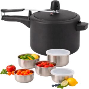 Panela de Pressão 7,5L Brinox Ceramic Life Vapt Preta Com Jogo de
