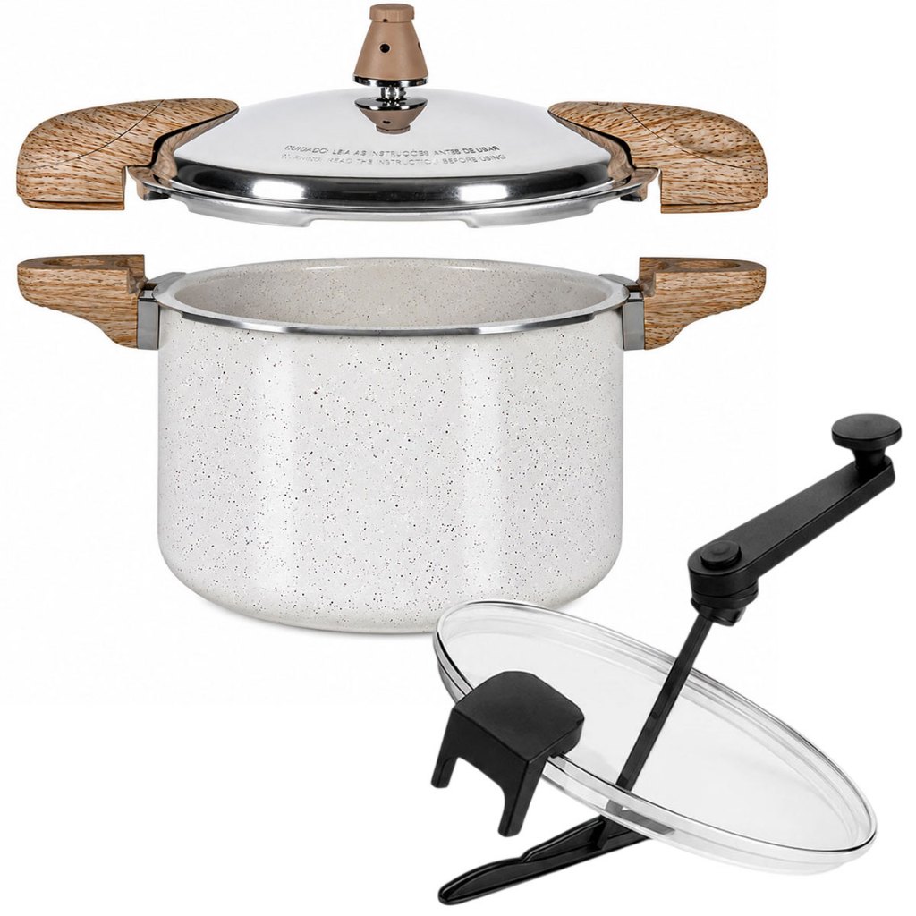 Panela de Pressão Brinox 5,4L Ceramic Life Pressure Indução Bege Com — Cozinha e Utensílios