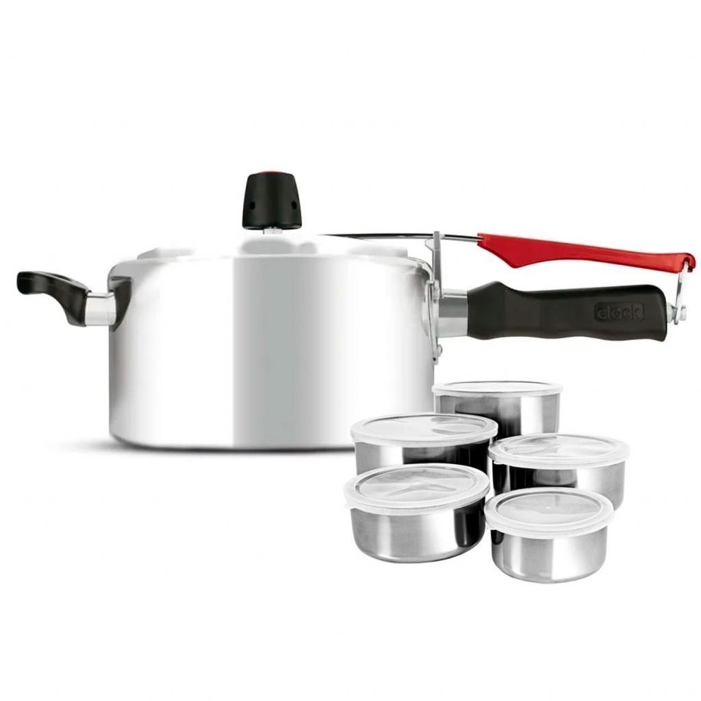 Panela De Pressão Clock Original Polida 3,0L Tigelas Inox — Cozinha e Utensílios