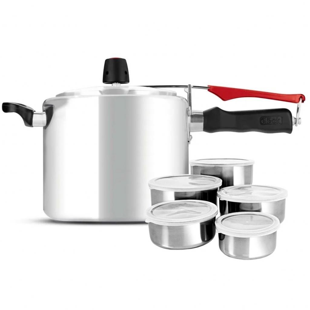 Panela De Pressão Clock Original Polida 7,0l Tigelas Inox — Cozinha e Utensílios
