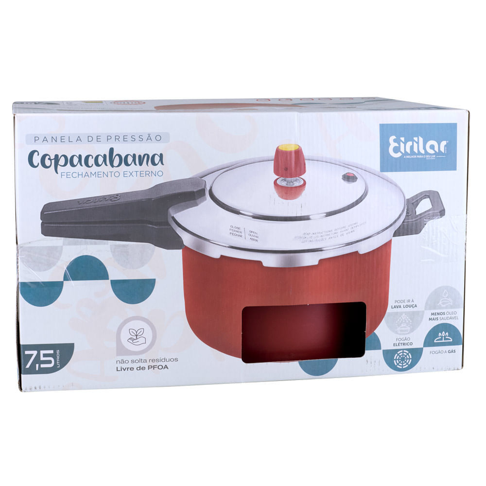 Panela de Pressão Eirilar Copacabana Antiaderente Bordô 7,5L — Cozinha e Utensílios