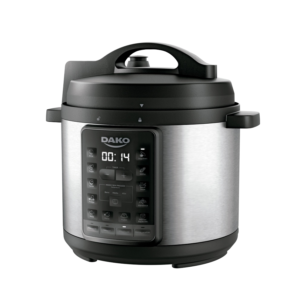 Panela de Pressão Elétrica 6L Dako Digital Preta e Inox Cozinha