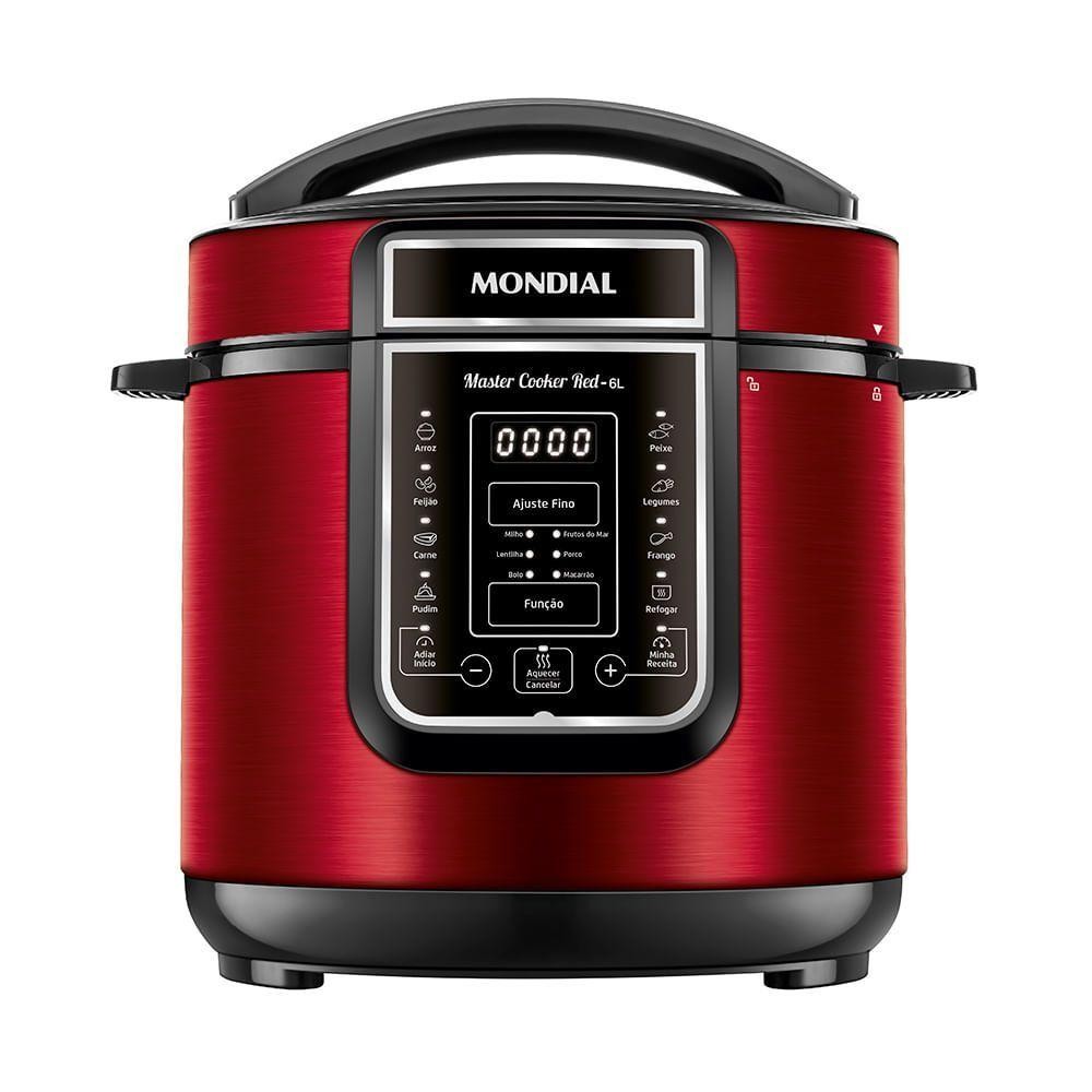 Panela de Pressão Elétrica Digital 6L Mondial Vermelho Inox 220V 60HZ — Cozinha e Utensílios