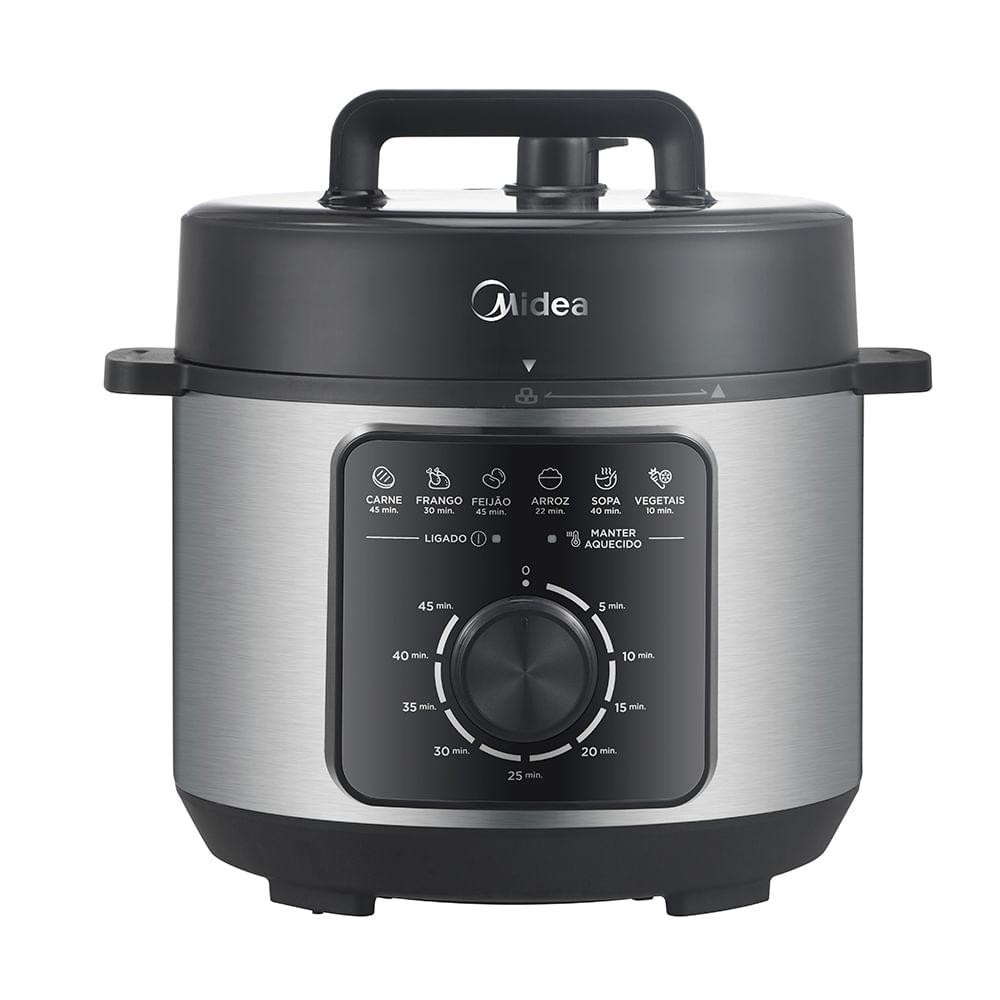 Panela de Pressão Elétrica Midea 4 Litros Preto e Inox PPM4 220V