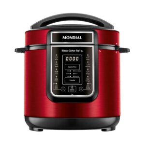 Panela de Pressão Elétrica Mondial Digital 6L 1000W Vermelho Preto