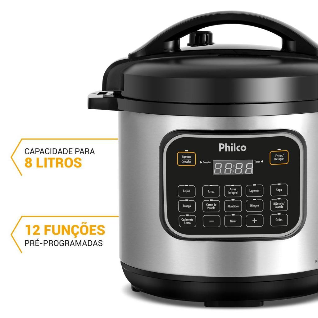 Panela de Pressão Multifuncional Philco 8L 12 funções — Cozinha e Utensílios