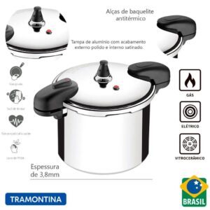 Panela de Pressão Tramontina 10 Litros Valência em Alumínio Polido 24