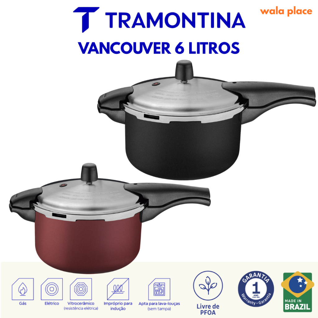 Panela De Pressão Tramontina 6 Litros Grande Vancouver — Cozinha e Utensílios