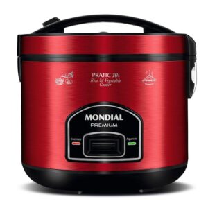 Panela Elétrica de Arroz Mondial Pratic 10i 1,8L 400W Vermelho Inox