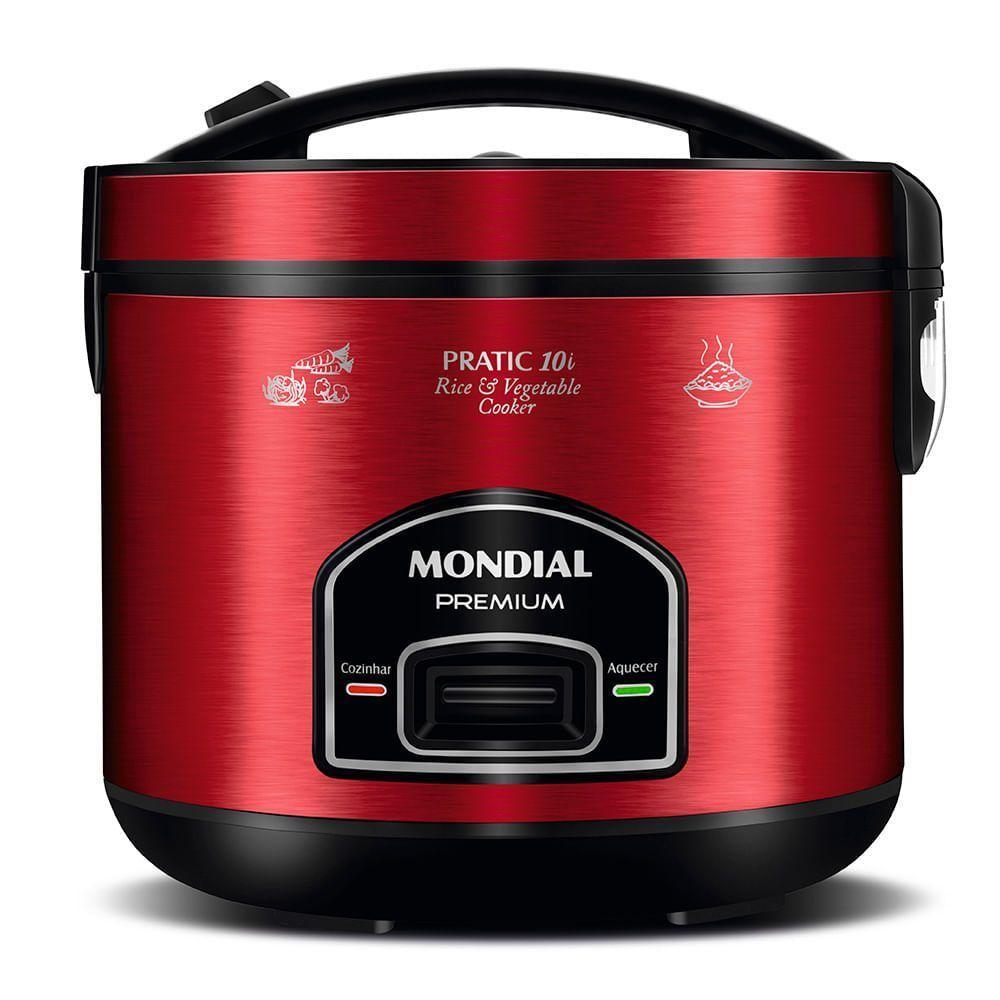 Panela Elétrica de Arroz Mondial Pratic 10i 1,8L 400W Vermelho Inox — Cozinha e Utensílios