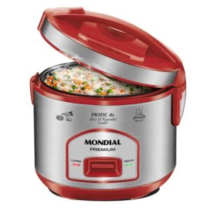 Panela Elétrica de Arroz Mondial Pratic 6i Premium Vermelho Inox 500W