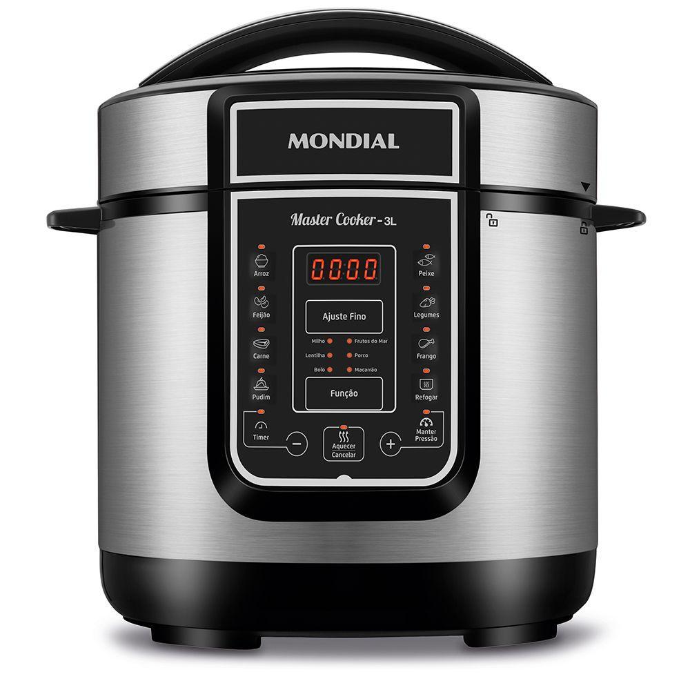 Panela Elétrica de Pressão Mondial 3L Inox Preto 220V — Cozinha e Utensílios