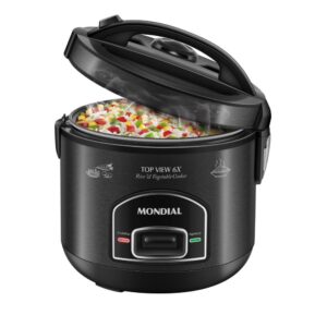 Panela Elétrica Mondial 6 Xícaras 500W 220V Inox Black Top View Black