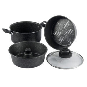 Panela Multiuso Antiaderente Tampa Vidro 20Cm Preto Nacional