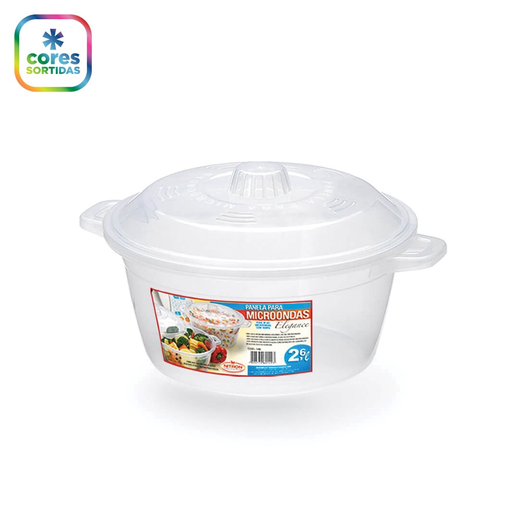 Panela para Micro-Ondas Elegance 2,6L para Uso Doméstico Casa — Cozinha e Utensílios
