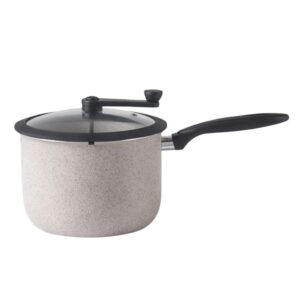 Panela Pipoqueira Grande Vanilla Tampa de Vidro Mexedor Antiaderente