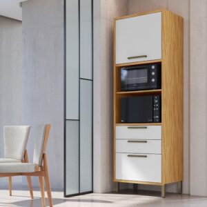 Paneleiro Torre Quente com 2 Portas 2 Gavetas e Espaço Micro-Ondas